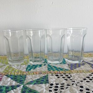 Vintage Anchor Hocking Courtney Clear Glass Tumblers Set of 4, 1990s Homeware